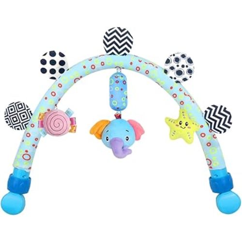 Caterbee Travel Arch Bassinet Mobile Toys for Infant & Toddlers,Clip on Stroller Toy Crib Accessory & Pram Activity Bar Toy for Indoor and Outdoor (Elephant)