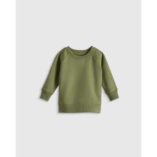 Organic Cotton French Terry Crew Neck Sweatshirt - Baby in Olive Green