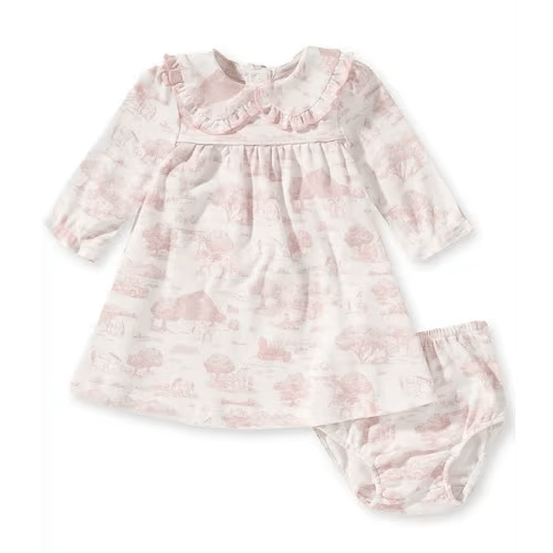 Edgehill Collection
Baby Girls Long Sleeve Toile Print Petter Pan Collar Smocked Dress
