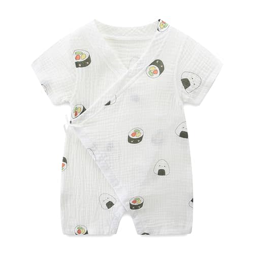 Baby Kimono Romper, Traditional Korean Print, 100% Cotton | Kimono-style robe bodysuit with traditional Korean design prints for babies.
