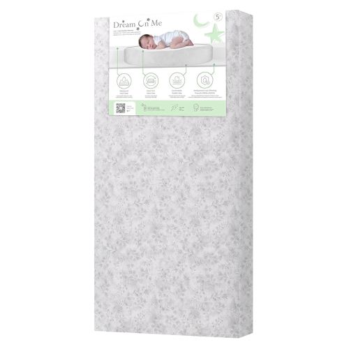 Dream On Me 2 in 1 Serene Snooze Crib and Toddler Mattress in Morning Mist Floral