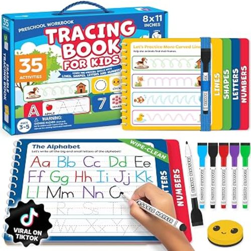 Tracing Books for Kids Ages 3-5 - Letter Tracing Activity Books for Kids Ages 3-5 - Preschool & Kindergarten Must Haves - Writing Practice & Learning Educational Toys for 3 Year Old