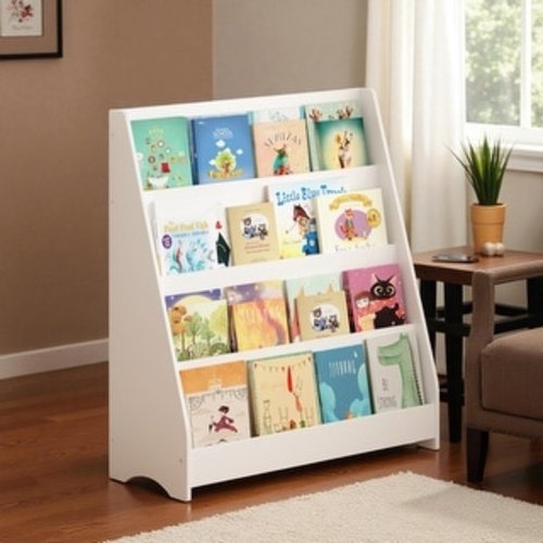 4-Tier Kids Bookshelf, Wooden Toddler Book Display and Toy Storage Organizer for Bedroom, Playroom, or Classroom