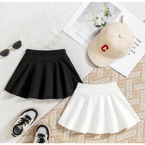 2pcs Baby Girls' Fashionable Simple Black & White Color Block Mini Skirt Set, Summer | SHEIN USA