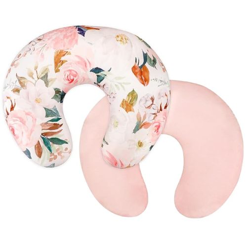 DILIMI Nursing Pillow Cover, Soft Stretchy Nursing Covers for Breastfeeding Pillows, 1 Pack Reversible Removable Slipcover for Baby Boy and Girls, Floral