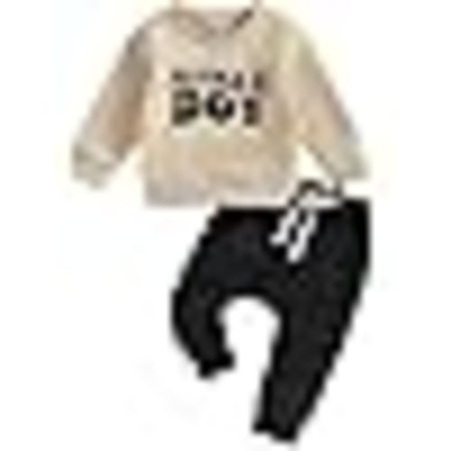 Toddler Baby Boy Clothes Mamas Boy Fall Winter Outfit Long Sleeve Letter Sweatshirt Plaid Jogger Pants Newborn Set