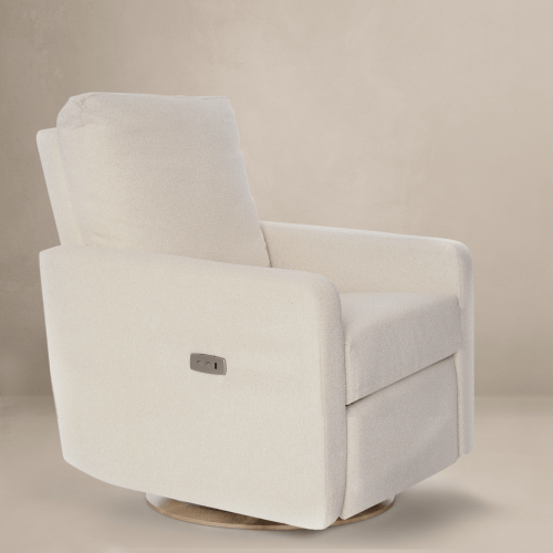 Drew – Gliding Swivel Nursery Recliner -&nbsp;High Performance Tweed Snow Bouclé