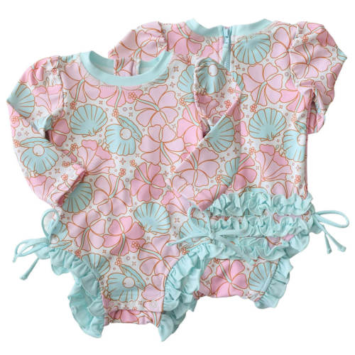 Long Sleeve Rash Guard With Ruffle Bottom | All Prints