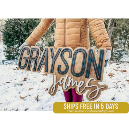 Large wood name sign, nursery name sign, girl name sign, above crib name sign, layered baby name sign, boy name sign, cut out sign