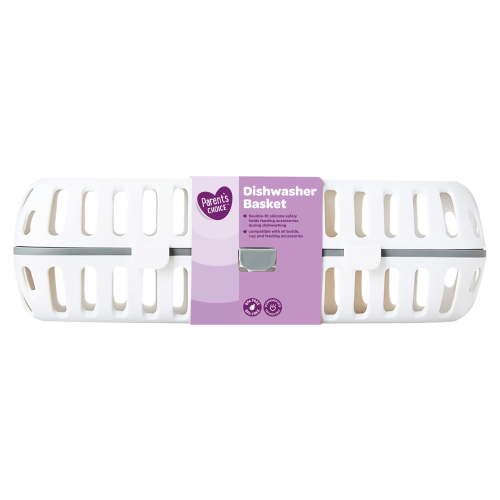 "Parent's Choice Baby Dishwasher Basket, White Plastic with Flexi Silicone Panel, 11.85""W x 4""D x 3.6""H"