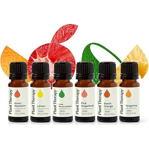 Plant Therapy Fruit Essential Oil Set - Grapefruit, Tangerine, Lemon, Mandarin, Lime, Orange Sweet Essential Oils, 100% Pure, Undiluted, for Diffusers & DIYs, 10 mL (1/3 oz) Each