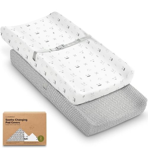 2-Pack Organic Changing Pad Covers for Girl, Boy, 100% Cotton (Savannah)