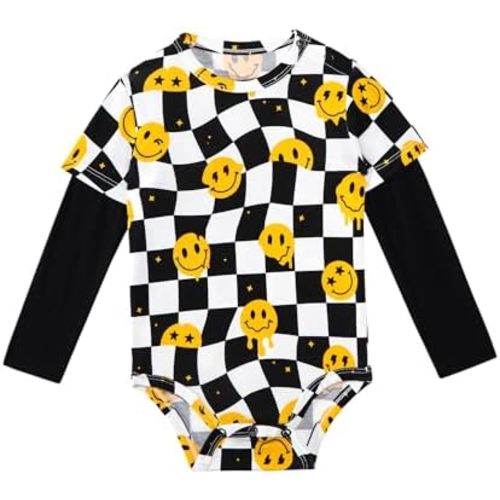 Baby Boys Bodysuit-Viscose Made from Bamboo, Long Sleeve Romper Soft Outfits for Infant Girls Cute Clothes