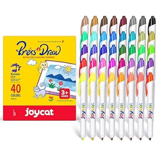 JoyCat 40-Color Click Markers, Washable Markers for Kids, Retractable Tips