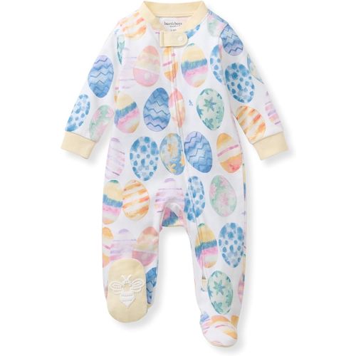Burt's Bees Baby Girls' Organic Cotton Sleep and Play Footed Pajamas, One-piece Zip Front Romper, Baby Essentials