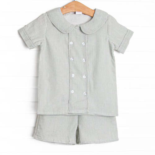 Simple Seersucker Short Set, Sage Green – Stitchy Fish