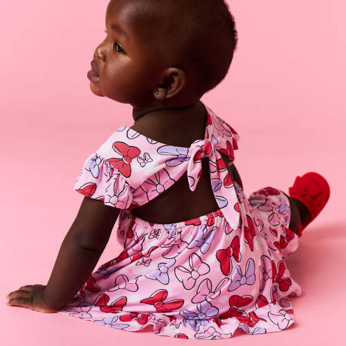 Disney Minnie & Daisy Bows Tie Back Ruffled Bodysuit Dress