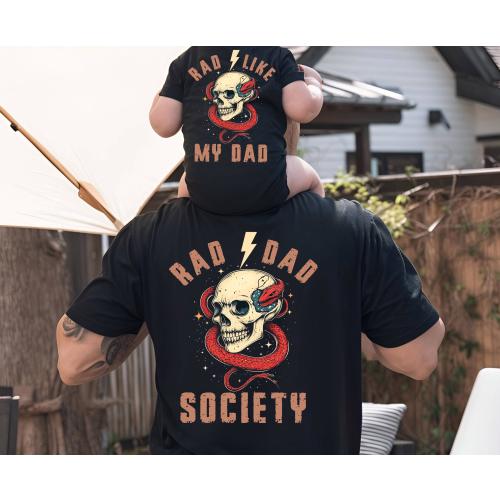Rad Dad Society Shirt, Rad Like My Dad Shirt, Cool Dad Skull Snake Graphic Tee, Edgy Father’s Day Gift, Dad and MeTee, Dad and Kids Matching