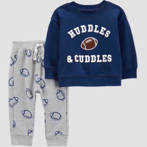 Carter's Just One You® Baby Boys' 2pc Gameday Cuddles Sweatshirt & Jogger Pants Set - Navy Blue