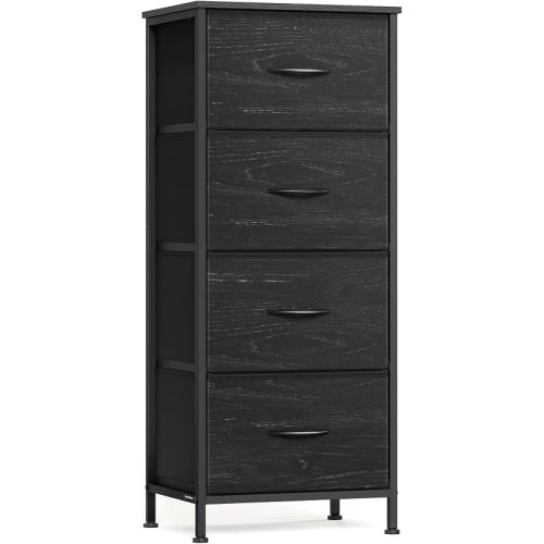 SONGMICS BELLAH Collection - Dresser for Bedroom, Chest of Drawers, Storage Organizer Unit, Closet, Entryway, Steel, 4 Drawers, Modern, Ebony Black ULGS314BE02S