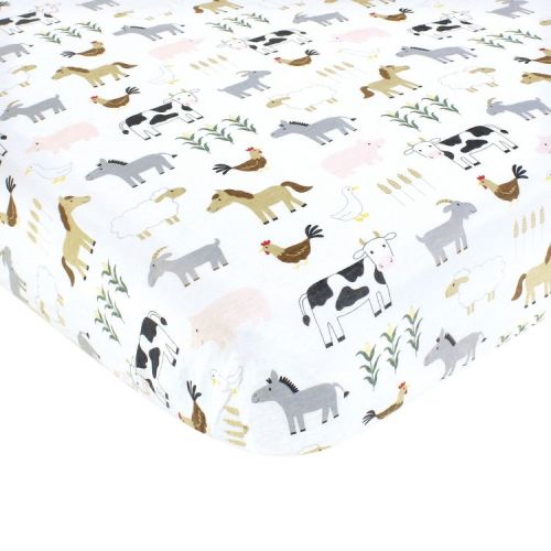Hudson Baby Cotton Fitted Crib Sheet, Cute Farm, One Size