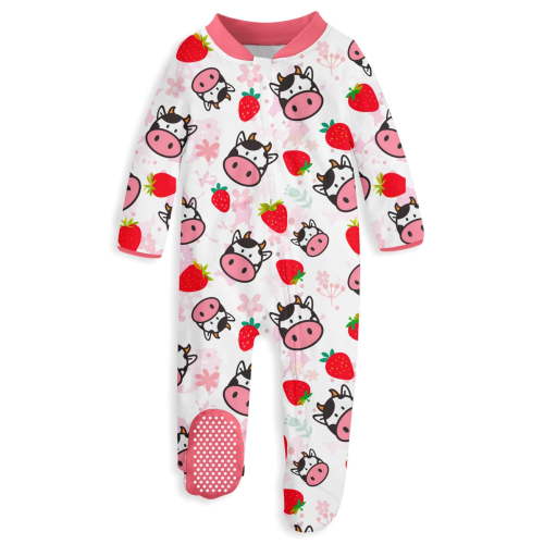 Aideaone Baby Footed Pajamas Long Sleeve Zipper One-Piece Footie Sleeper for Girls Boys Infant 0-12 Months