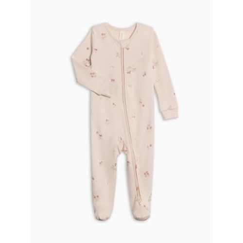 Colored Organics Peyton Zipper Sleeper - Raspberries / Shell + Mint Raspberries / Shell + Mint 0-3M