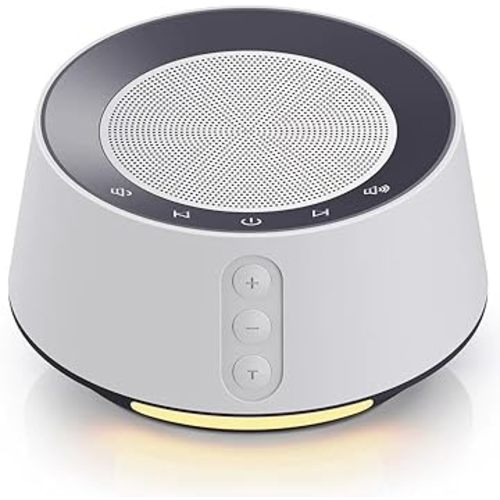 BGOVERSS White Noise Sound Machine with 20 Soothing Sounds, 10 Colors Night Light Sleep Machines Home Office Travel, 5 Timers and Memory Feature Sound Machine for Nursery Baby Kids Adults (White)