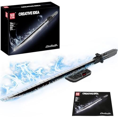 Mould King Dark Sword Building Set - 45.67" Rechargeable LED Lightsaber with Display Stand, DIY Assembly STEM Model Kit for Adults, Creative Collectible Sci-Fi Toy & Cosplay Gift Idea (885+ PCS)