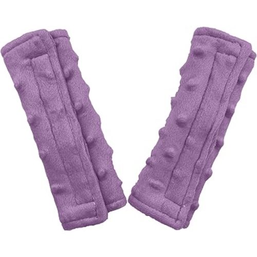 Baby Car Seat Neck Cover, Car Seat Strap Cover, Seat Belt Cushions Pads, Shoulder Strap Protectors, Reversible Pram Harness Covers in Minky Purple, Baby Neck Pad Protector