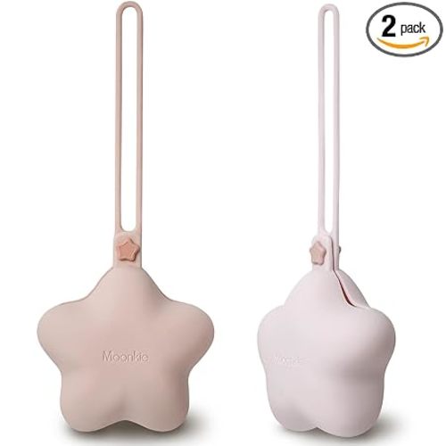 Moonkie Silicone Pacifier Holder Case, Cute Portable Pacifier Storage Case, 2 Pack