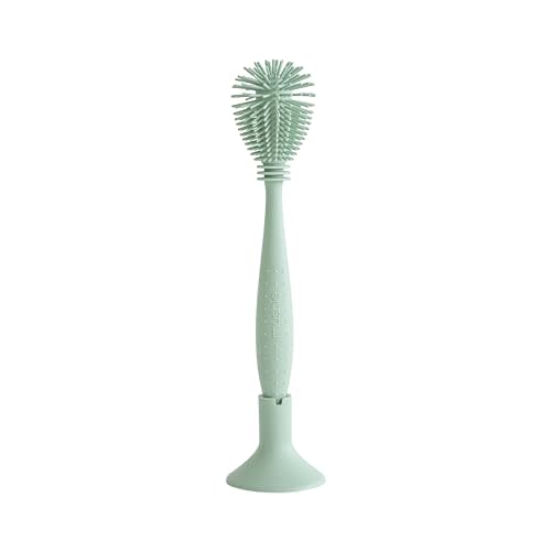 mushie Baby Bottle Brush | Soft Silicone with Suction Base (Cambridge Blue)