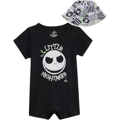 Disney Baby Romper and Reversible Bucket Sun Hat Outfit Set Newborn to Infant Sizes (Newborn - 24 Months)