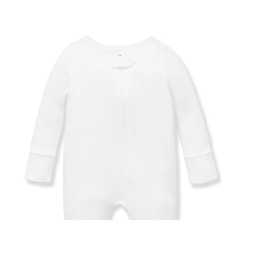 Baby's Pointelle Footie Romper in White
