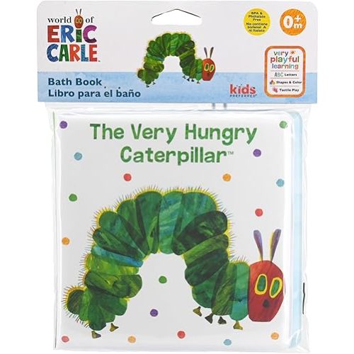 Kids Preferred World of Eric Carle The Very Hungry Caterpillar 6 Inch Vinyl Bath Book Bath Tub Toy Perfect for Water Play and Learning for Ages 18 Months and Up