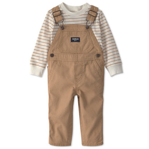 Baby Boys' Long-Sleeve Striped Top and Overall, 2-Piece Set