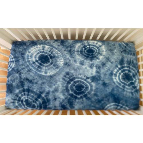 hand dyed organic cotton crib sheet, indigo dyed crib sheet, baby sheet, fitted crib sheet, blue crib sheet