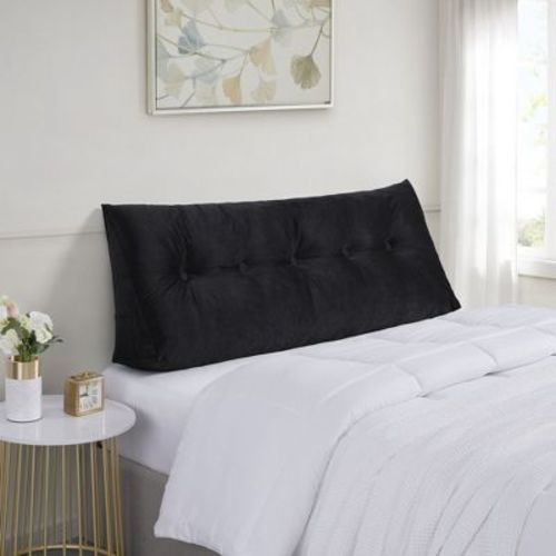 Bed Wedge and Gap Filler Pillow for Headboard with Side Pockets by Sweet Home Collection® - QUEEN, BLACK