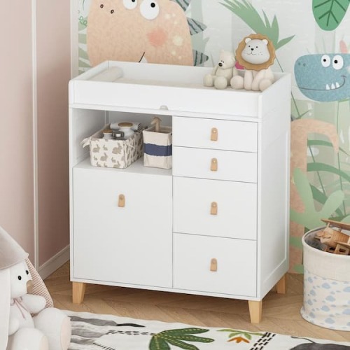 Modern Natural Vintage Driftwood Nursery Changing Table Kids Dresser