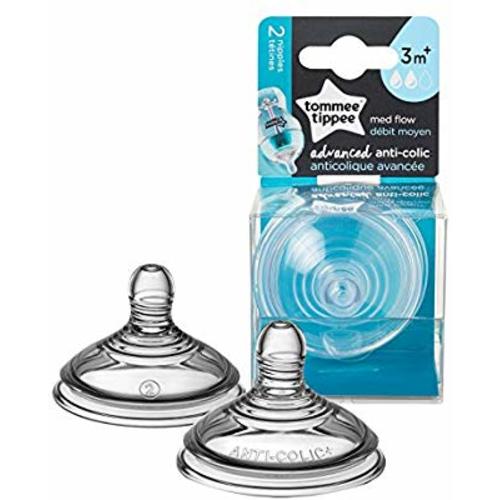 Tommee Tippee Advanced Anti-Colic Baby Bottle Nipple Replacement, Medium Flow, 3+ Months - 2 Count