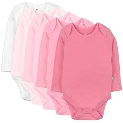 HonestBaby baby-girls 5-pack Long Sleeve Bodysuits One Piece 100% Organic Cotton for Infant Baby Girls