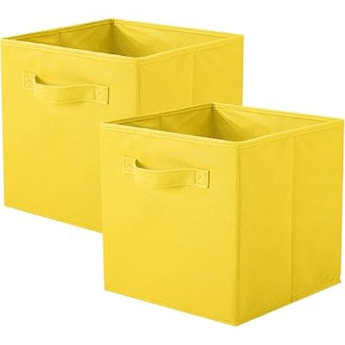 ShellKingdom Storage Bins, Foldable Fabric Storage Cubes and Cloth Storage Organizer Drawer for Closet and Toys Storage, 2 Pack (Yellow)
