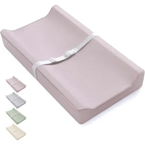 Blissful Diary Vegan Leather Baby Changing Pad with Waterproof & Wipe-Clean PU Cover, Standard Size Cozy Diaper Changing Pad for Dresser and Table, Taupe