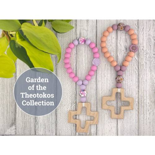 The Garden of the Theotokos Collection of My First Prayer Rope & Orthodox Cross Paci-Clips! A beautiful Orthodox gift for a little girl!
