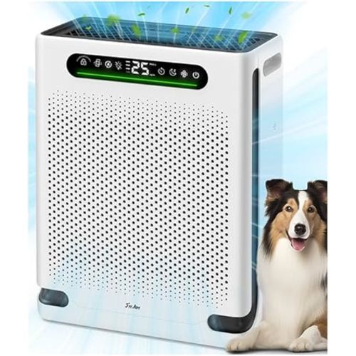 Air Purifiers for Home Large Room Up to 2600 Ft², HEPA Air Purifier with Washable Filter & Air Quality Display, Powerful Turbo Mode Air Cleaner for Pet Hair Odors Smoke Dust, HAP605