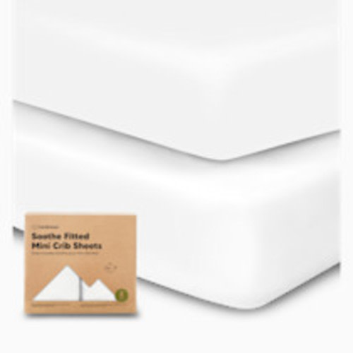 2-Pack Mini Crib Sheets Fitted - 38x26 Pack N Play Sheets for Pack and Play Mattress, Organic Cotton, Soft & Breathable Playard Bedding, Neutral Mini Toddler Bed Cover for Boys, Girls (Soft White)