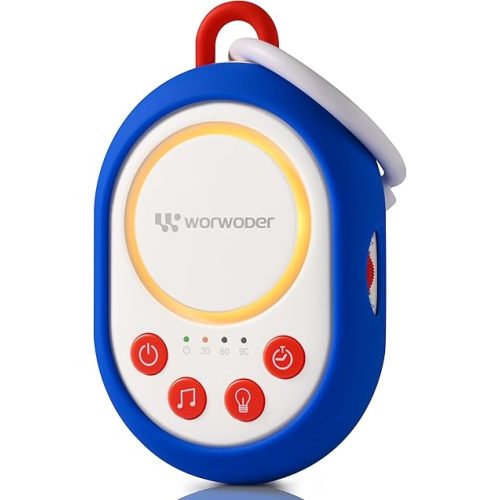 2025 Mom's Choice Awards | White Noise Sound Machine Baby with Night Light, 20 Soothing Sounds, 22 Hours Battery Life, Travel, Registry Gift, Shower, Clips on Baby Stroller (Blue)