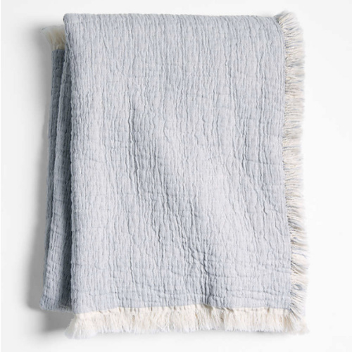 Supersoft Organic Cotton Gauze Smoke Blue Baby Stroller Blanket