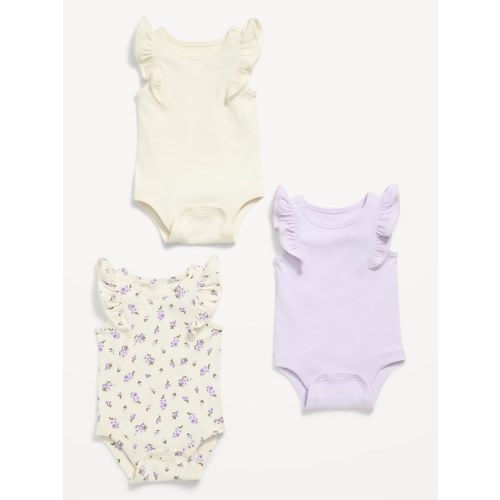 Ruffle-Trim Ribbed Bodysuit 3-Pack for Baby