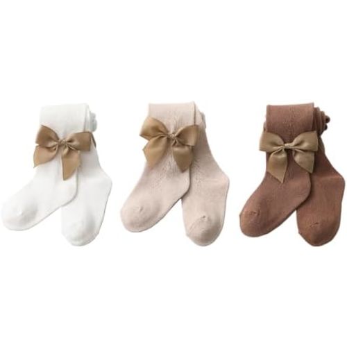 Baby Toddler Girl's Tights Cable Knit Mesh Leggings Little Girl Seamless Stockings Bows Cotton Pantyhose
